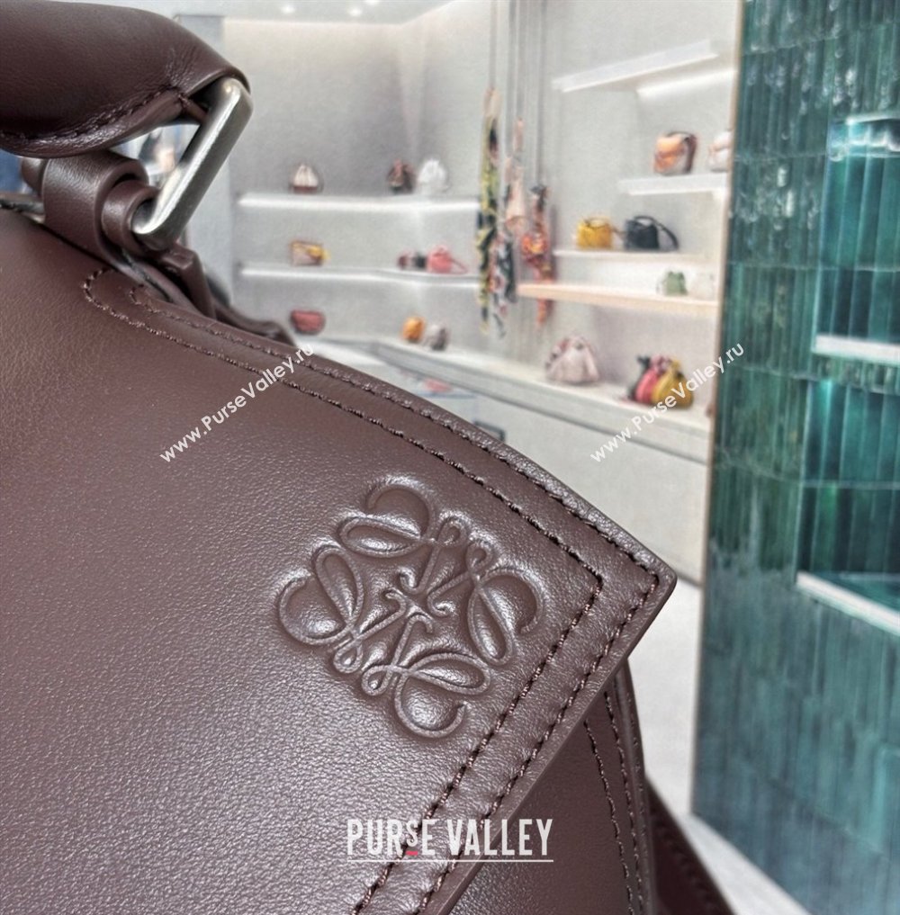 Loewe Large Puzzle Biker bag in shiny calfskin Dark Chestnut Brown 2025 0925 (nana-250925025)