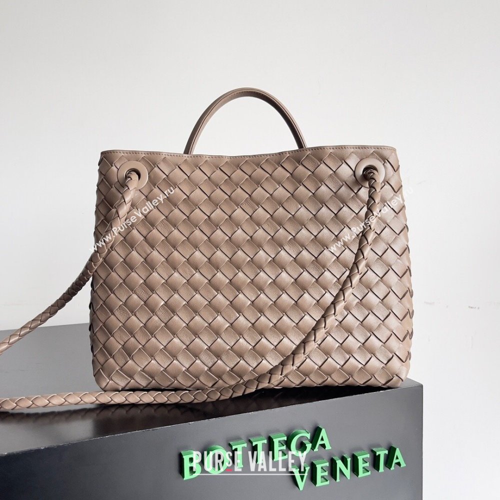 Bottega Veneta Medium Andiamo Top Handle Bag in Intrecciato Leather 743572 Grey 2024 (MS-24042414)