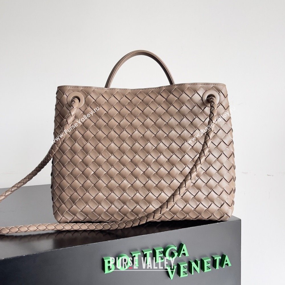 Bottega Veneta Medium Andiamo Top Handle Bag in Intrecciato Leather 743572 Grey 1 2024 (YX-241029048)