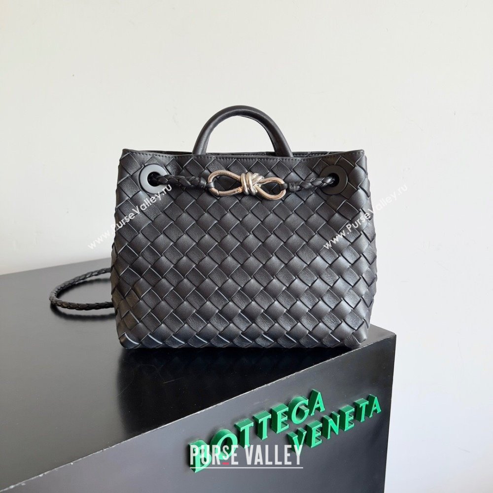 Bottega Veneta Small Andiamo Top Handle Bag in Intrecciato Leather 743568 Black/Silver 2023 (MS-24042415)