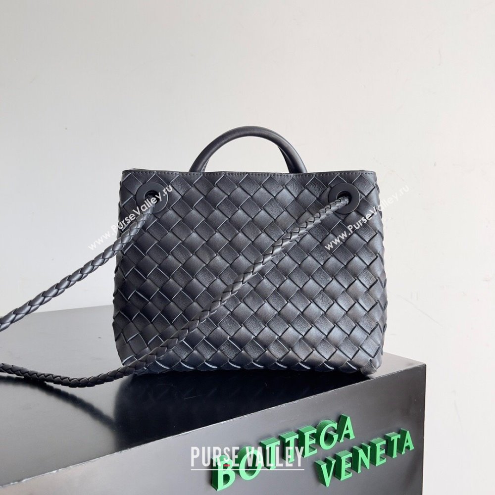 Bottega Veneta Small Andiamo Top Handle Bag in Intrecciato Leather 743568 Black/Silver 2023 (MS-24042415)