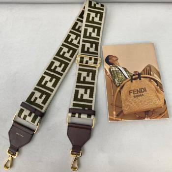 Fendi Strap You Shoulder Strap in Grey/Green FF Ribbon 2021 (CL-21032015)