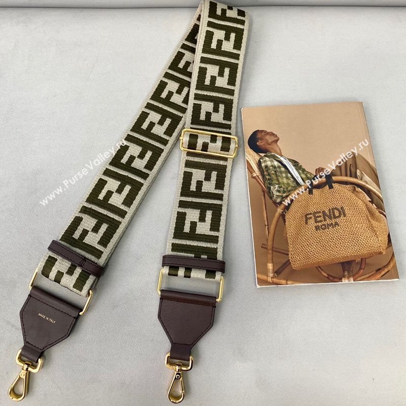 Fendi Strap You Shoulder Strap in Grey/Green FF Ribbon 2021 (CL-21032015)