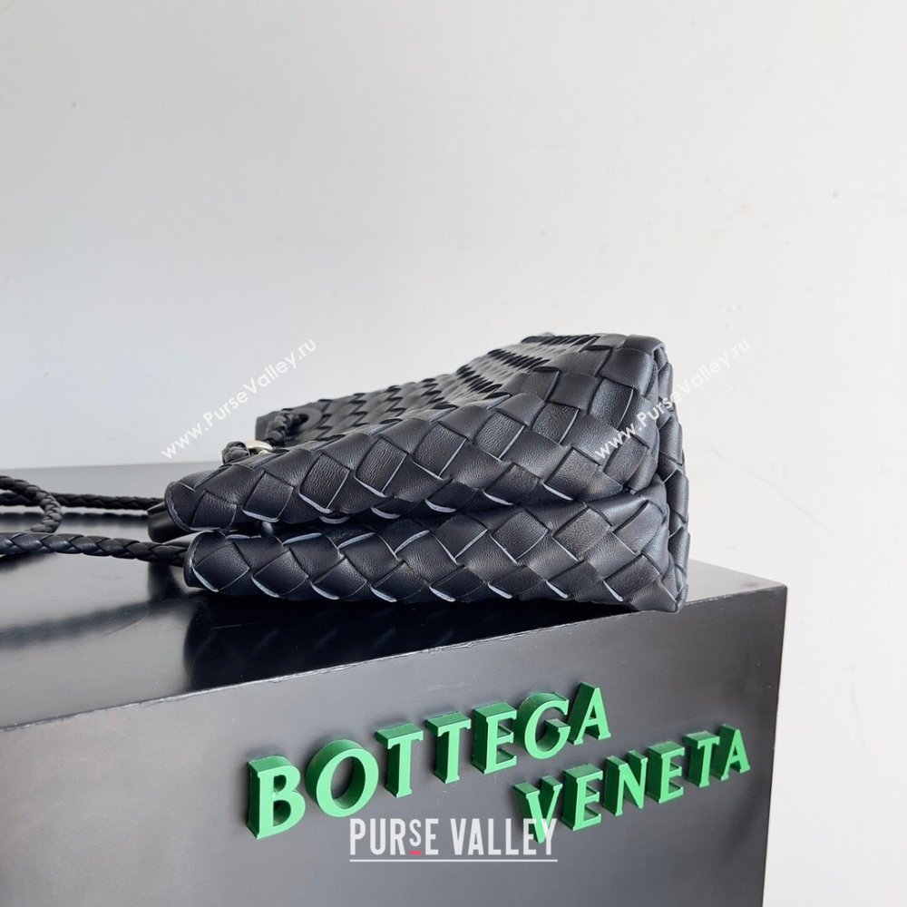 Bottega Veneta Small Andiamo Top Handle Bag in Intrecciato Leather 743568 Black/Silver 2023 (MS-24042415)