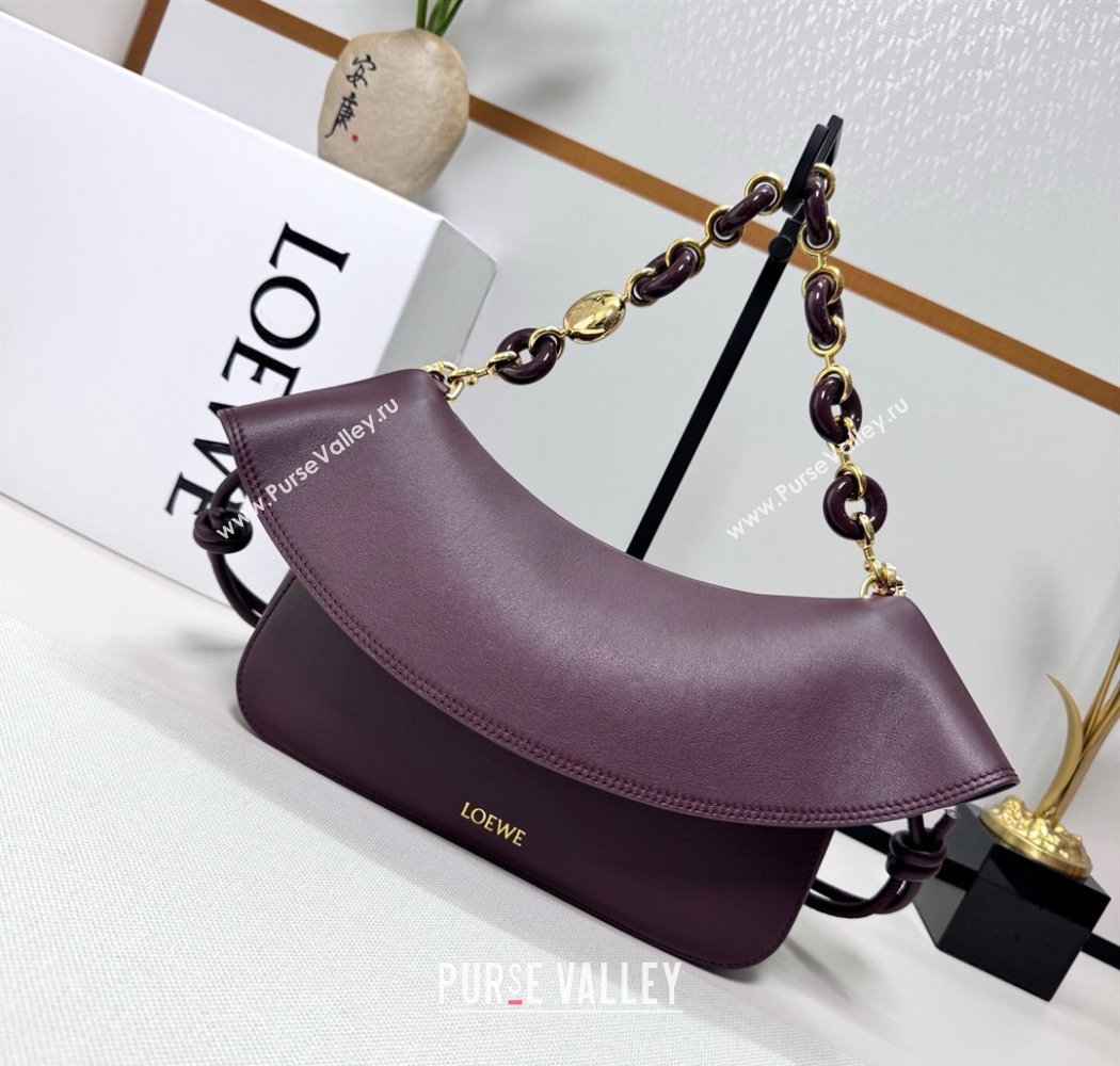 Loewe Medium Ola bag in smooth calfskin Dark Burgundy 2025 012518 (nana-250925046)