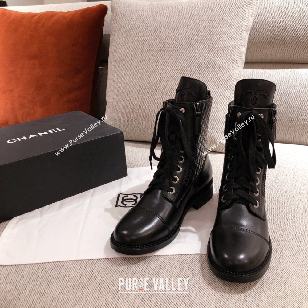 Chanel Quilted Calfskin Short Ankle Boots Black 2020 (KL-20111705)