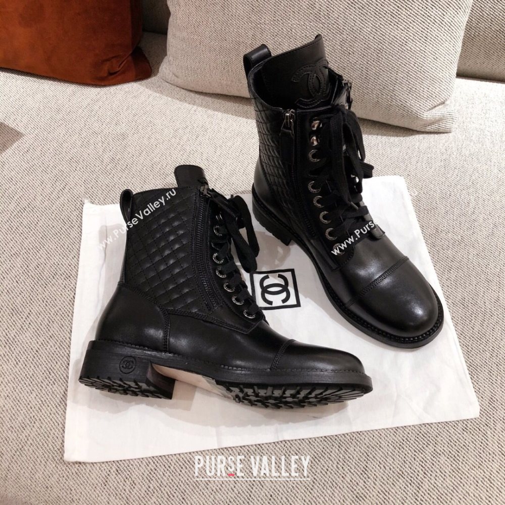 Chanel Quilted Calfskin Short Ankle Boots Black 2020 (KL-20111705)