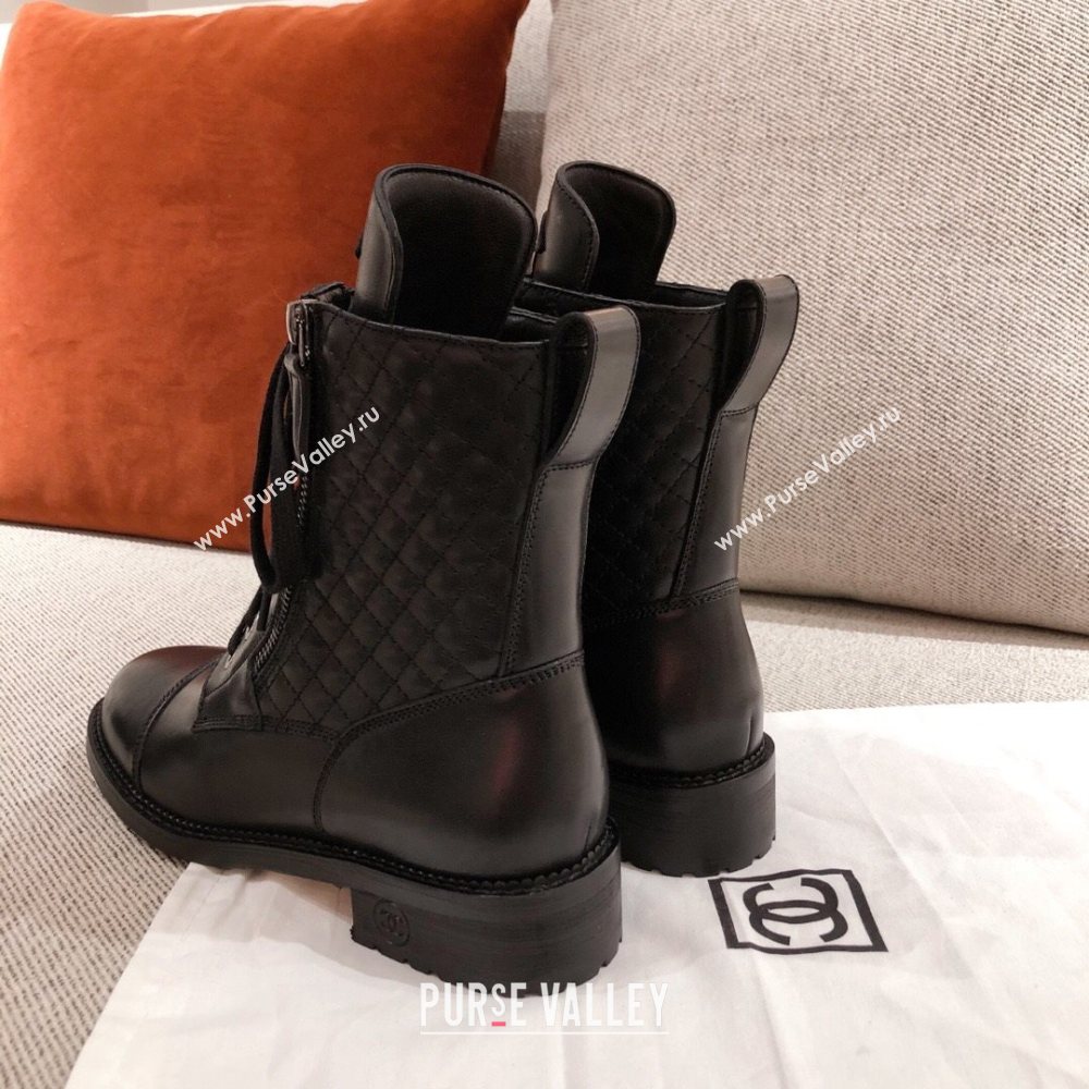 Chanel Quilted Calfskin Short Ankle Boots Black 2020 (KL-20111705)