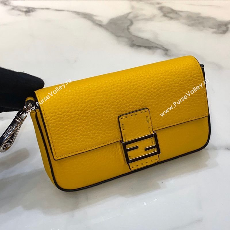 Fendi Nano Baguette Charm in Yellow Grained Leather 2021 (CL-21032017)