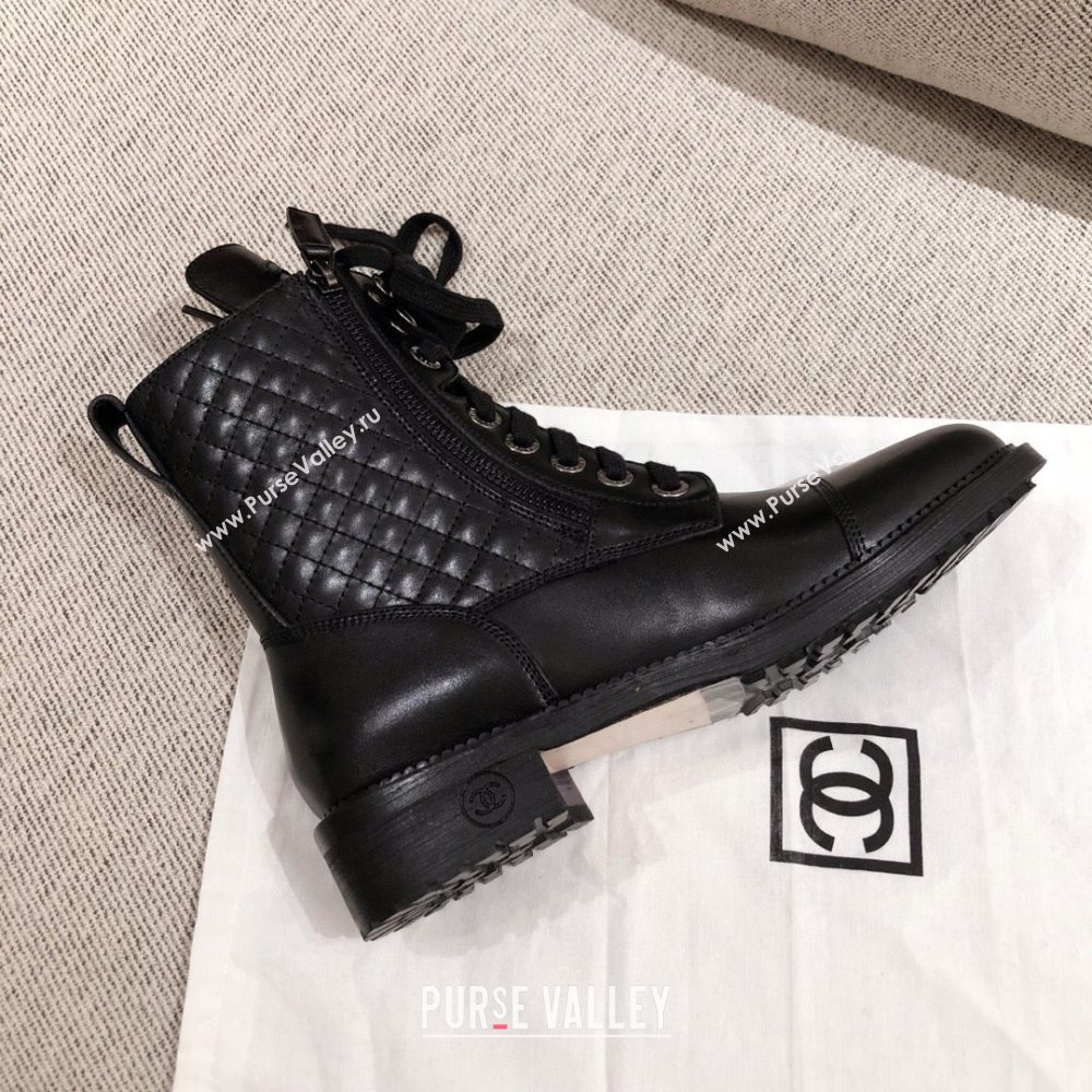 Chanel Quilted Calfskin Short Ankle Boots Black 2020 (KL-20111705)