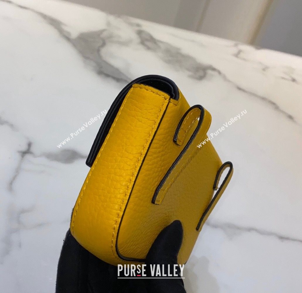 Fendi Nano Baguette Charm in Yellow Grained Leather 2021 (CL-21032017)