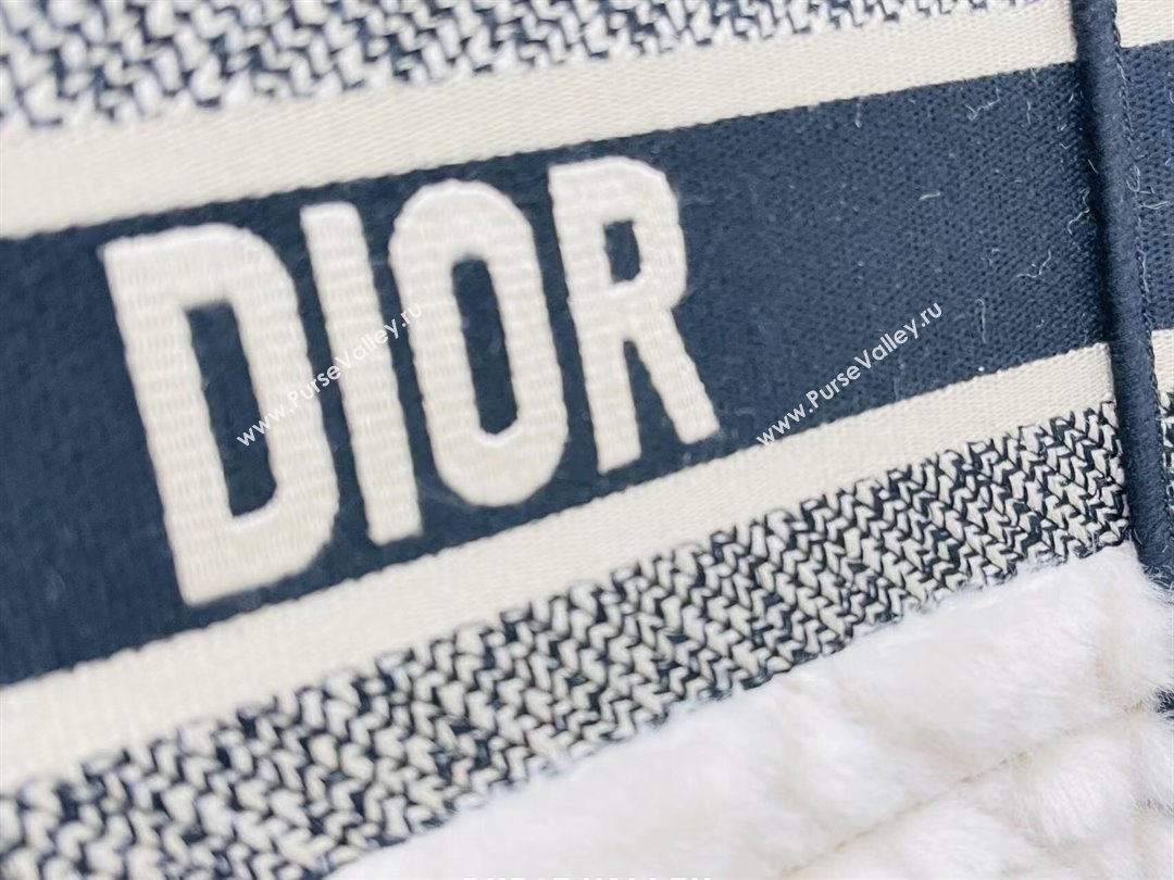 Dior Medium Book Tote Bag in Cannage Shearling White/Black 2024 (DMZ-241802)