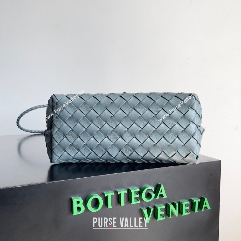 Bottega Veneta Small Andiamo Top Handle Bag in Intrecciato Leather 743568 Bluish Grey 2024 (MS-24042418)