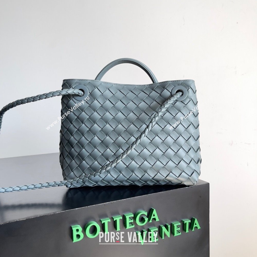 Bottega Veneta Small Andiamo Top Handle Bag in Intrecciato Leather 743568 Bluish Grey 2024 (MS-24042418)