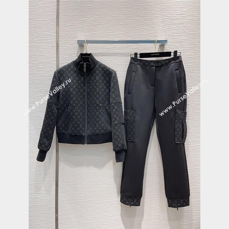 Louis Vuitton Monogram Jacket and Pants LV102012 Black 2023 (Q-23102012)