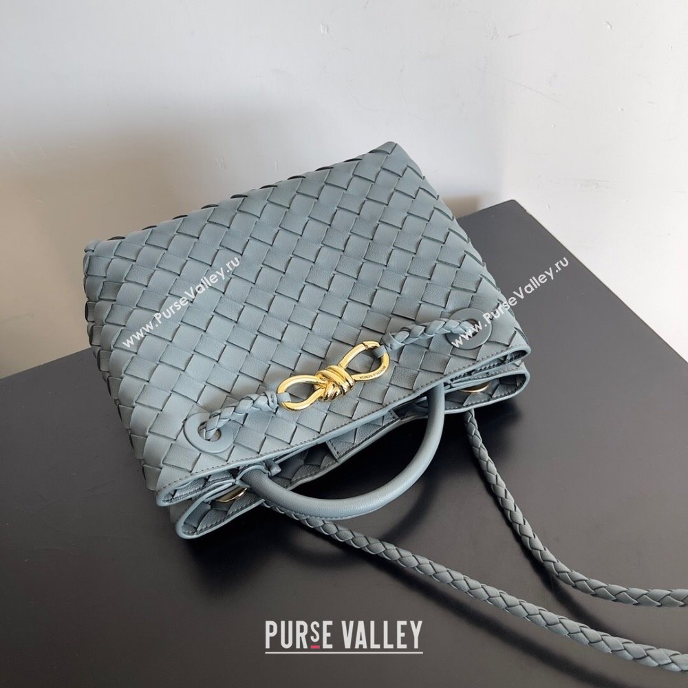 Bottega Veneta Small Andiamo Top Handle Bag in Intrecciato Leather 743568 Bluish Grey 2024 (MS-24042418)