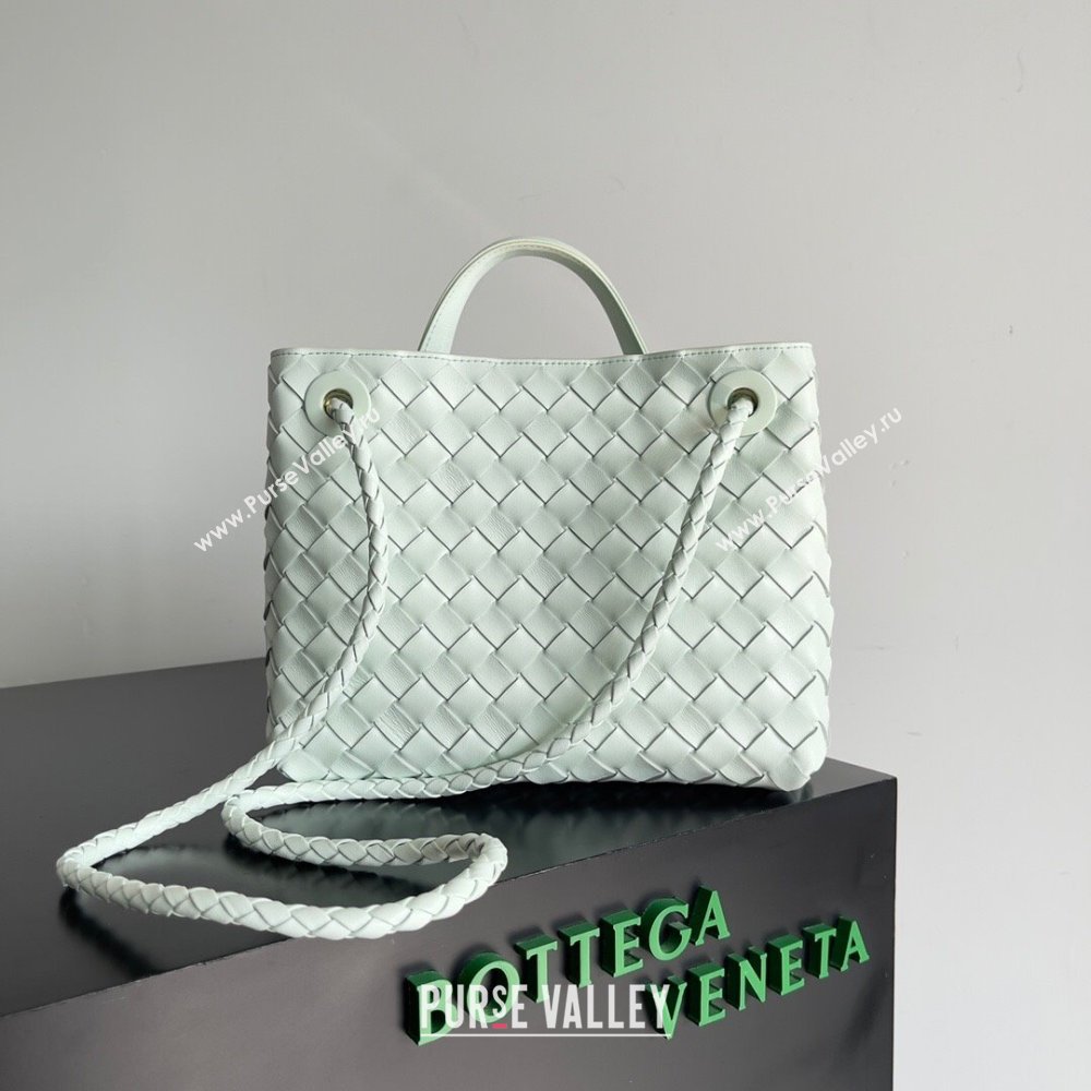 Bottega Veneta Small Andiamo Top Handle Bag in Intrecciato Leather 743568 Mint Green 2024 (MS-24042416)