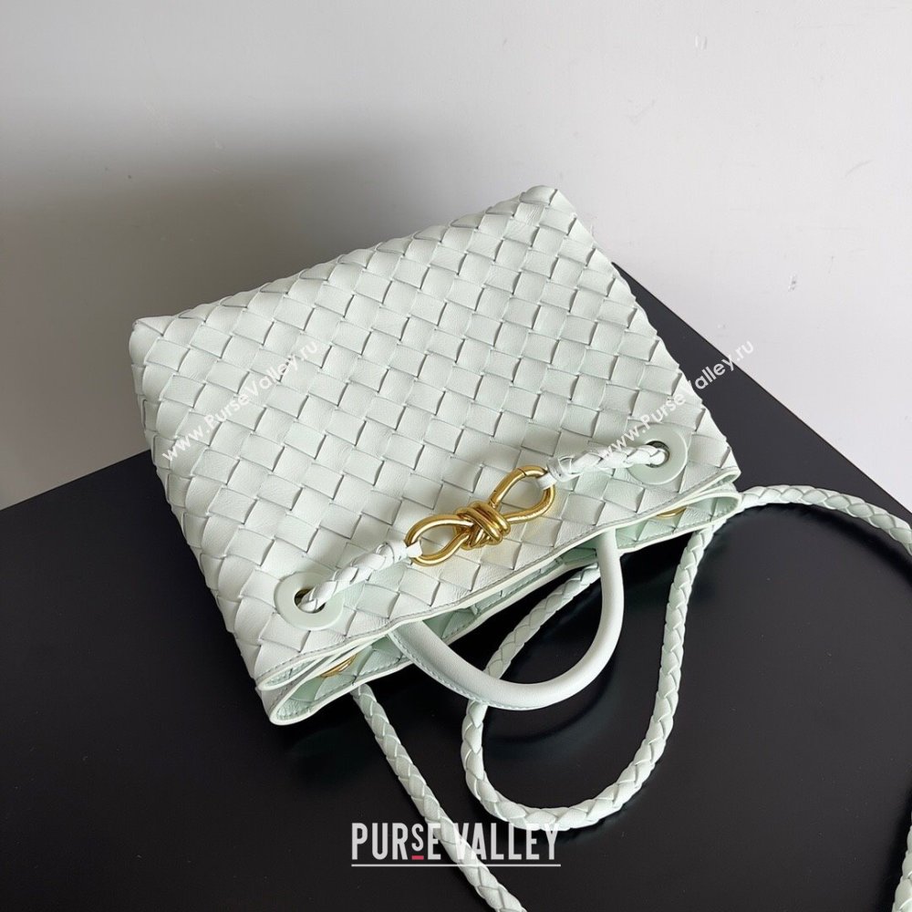 Bottega Veneta Small Andiamo Top Handle Bag in Intrecciato Leather 743568 Mint Green 2024 (MS-24042416)