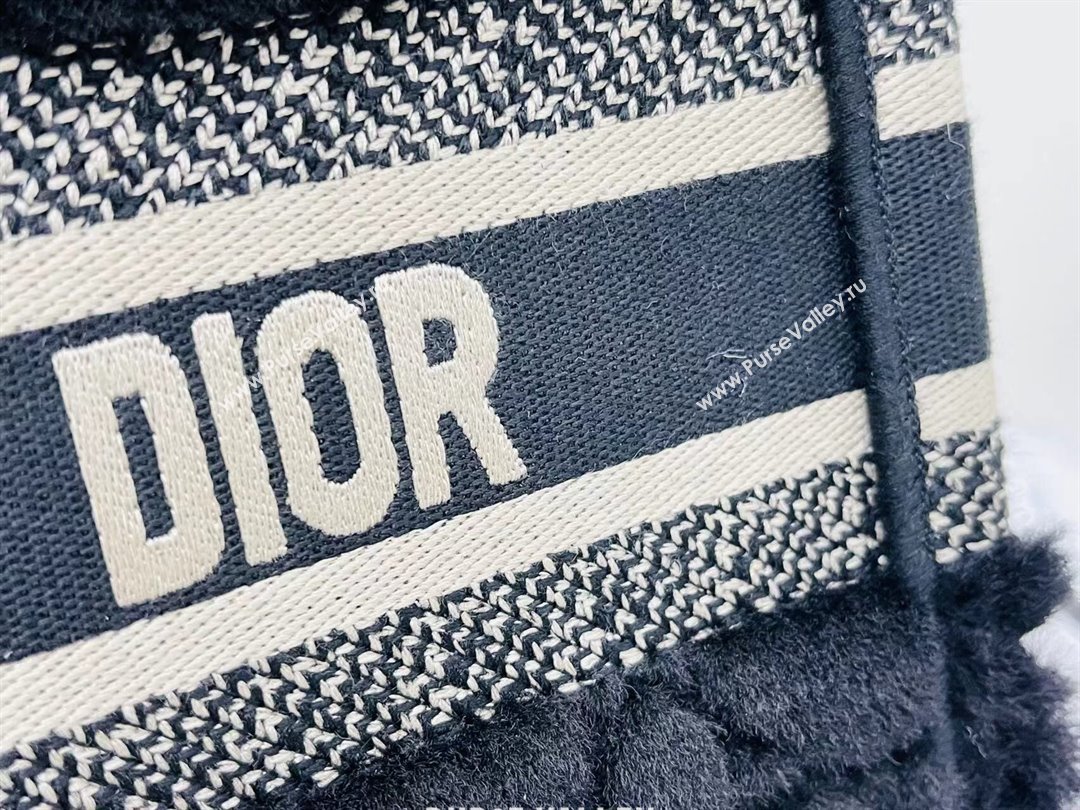 Dior Small Book Tote Bag in Cannage Shearling Black 2024 (DMZ-241804)