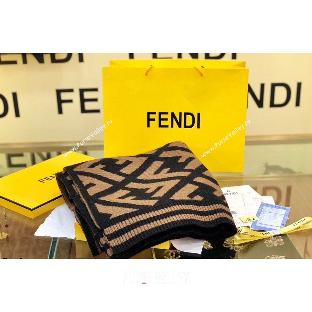 Fendi Wool Cashmere FF Shawl/Cape Brown 2021 01 (5WTZ-21082101)