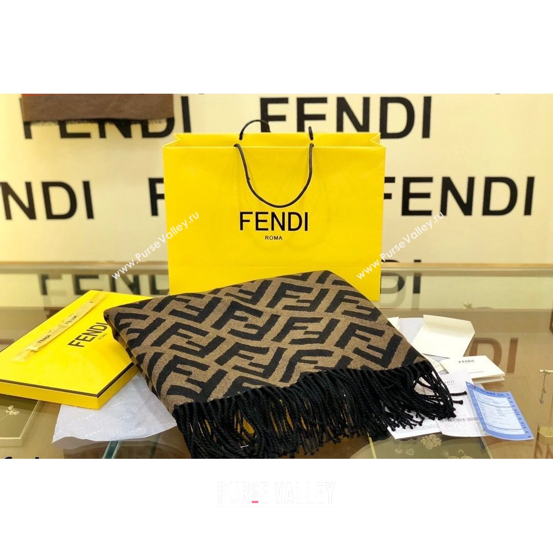 Fendi Wool Cashmere FF Shawl/Cape Brown 2021 02 (5WTZ-21082102)