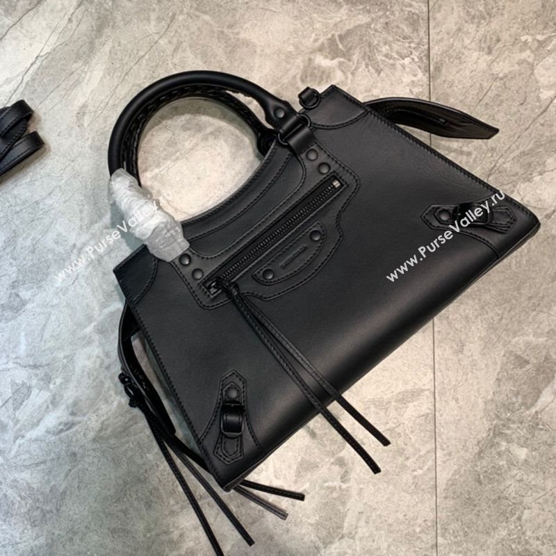 Balenciaga Neo Matte Classic Small Top Handle Bag in Smooth Calfskin All Black 2020 (JM-21010436)