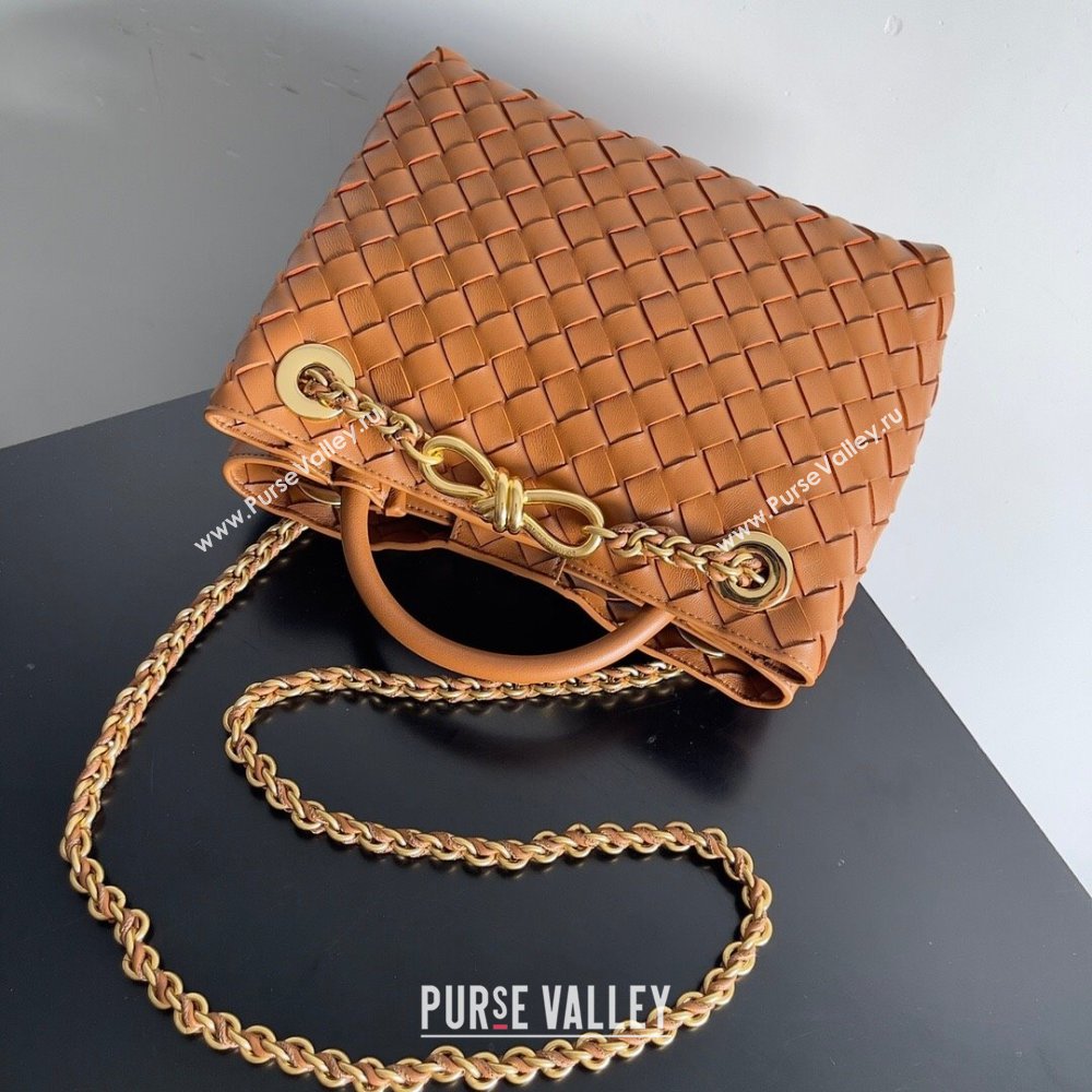 Bottega Veneta Small Andiamo Top Handle Bag With Chain 786008 Brown 2024 (WT-24042618)