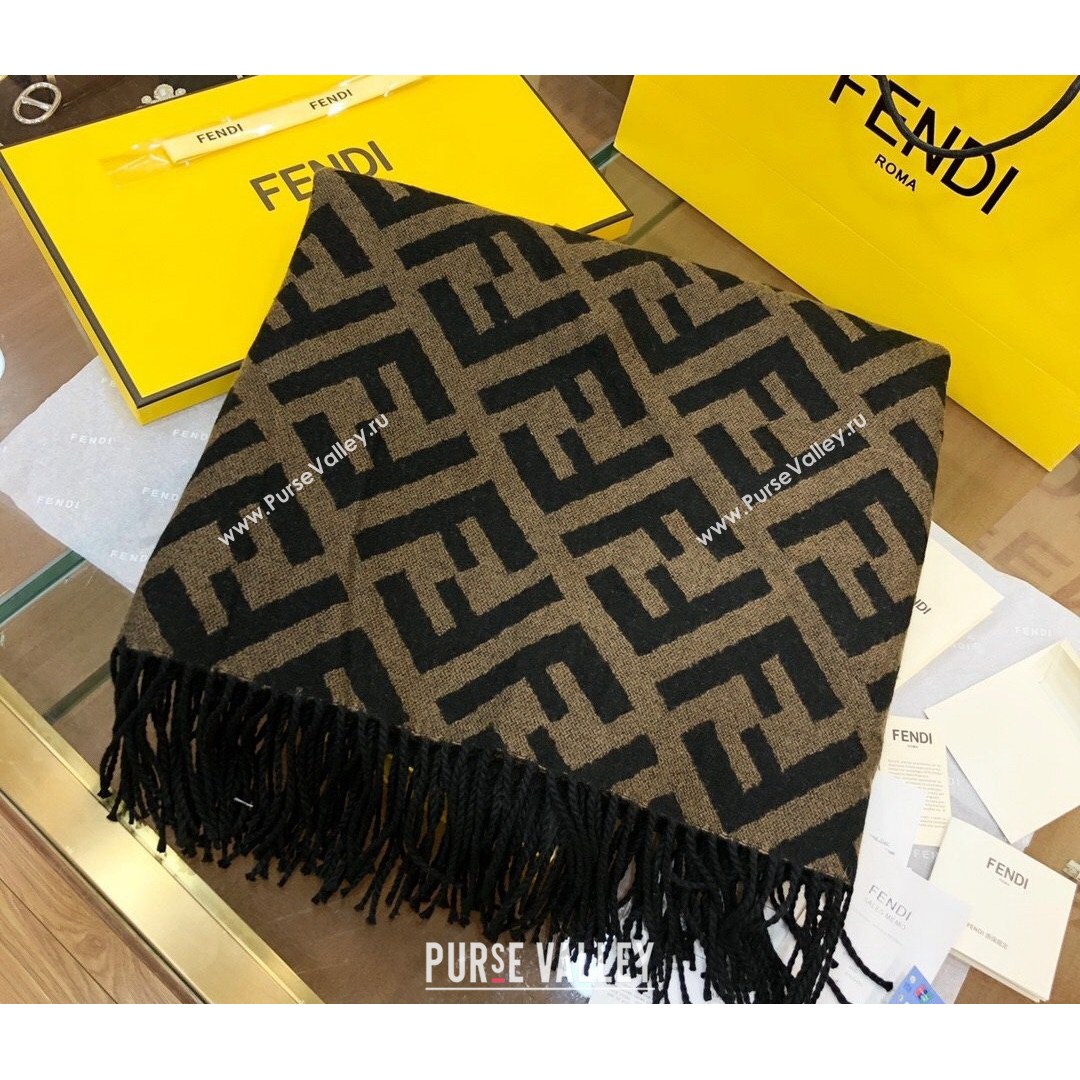 Fendi Wool Cashmere FF Shawl/Cape Brown 2021 02 (5WTZ-21082102)