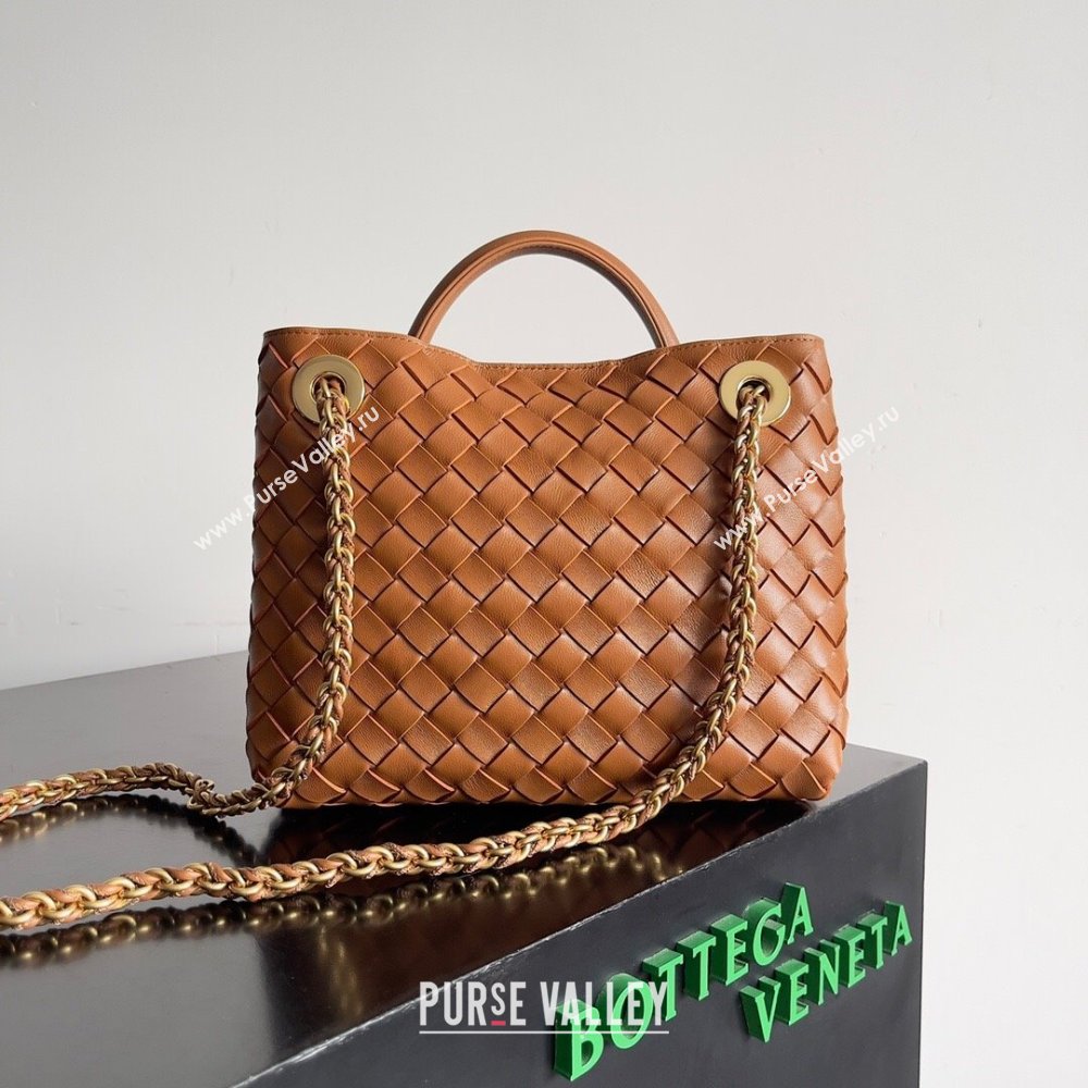 Bottega Veneta Small Andiamo Top Handle Bag With Chain 786008 Brown 2024 (WT-24042618)
