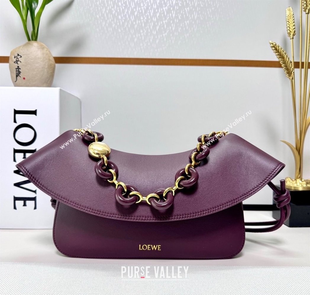 Loewe Medium Ola bag in smooth calfskin Dark Burgundy 2025 012518 (nana-250925046)