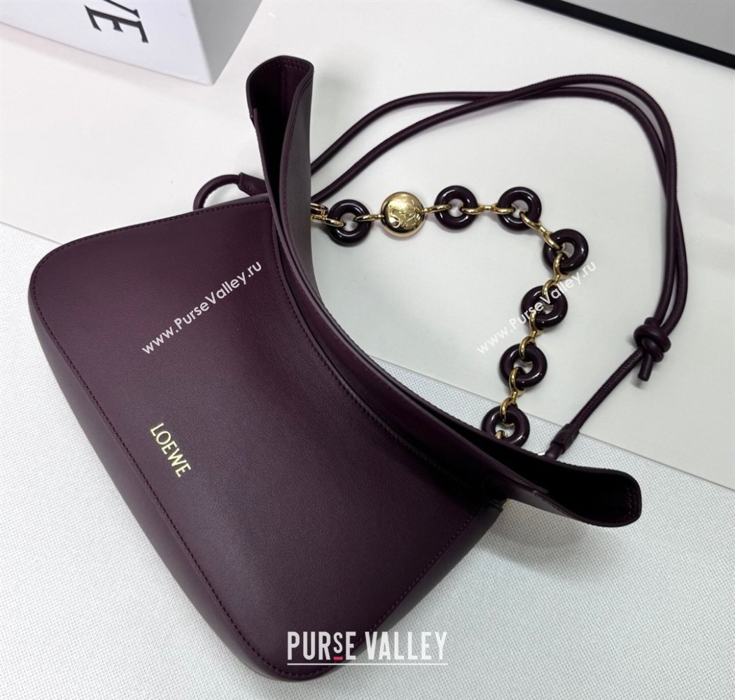 Loewe Medium Ola bag in smooth calfskin Dark Burgundy 2025 012518 (nana-250925046)
