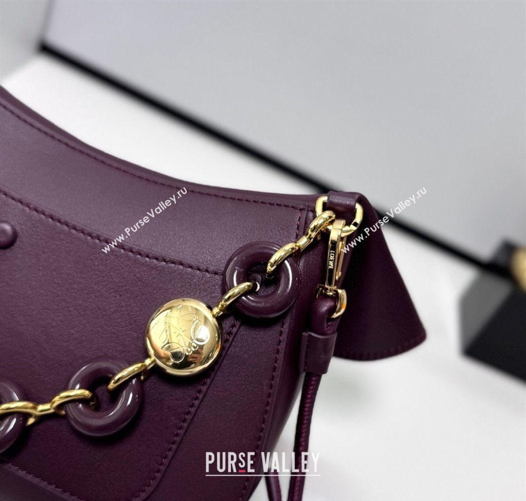 Loewe Medium Ola bag in smooth calfskin Dark Burgundy 2025 012518 (nana-250925046)