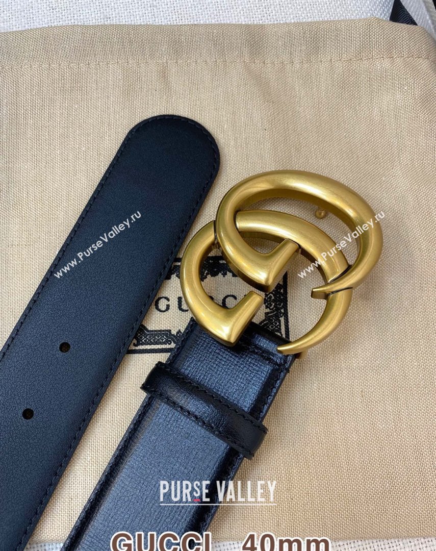 Gucci Classic Calfskin Belt 4cm with GG Buckle Black/Gold 2021 110814 (99-21110814)