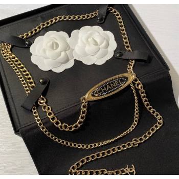 Chanel Logo Tag Chain Belt Black/Gold 2025 0725 (YF-250725139)