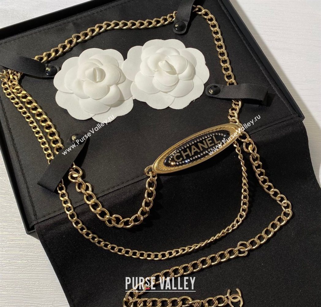 Chanel Logo Tag Chain Belt Black/Gold 2025 0725 (YF-250725139)