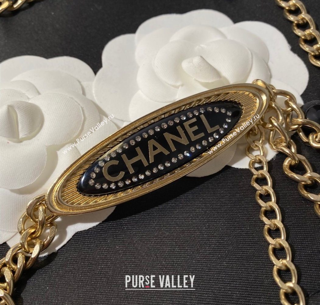 Chanel Logo Tag Chain Belt Black/Gold 2025 0725 (YF-250725139)