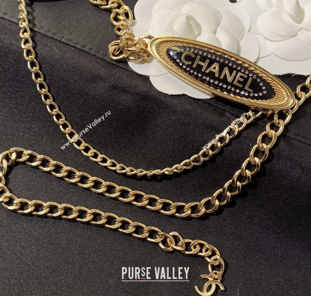 Chanel Logo Tag Chain Belt Black/Gold 2025 0725 (YF-250725139)