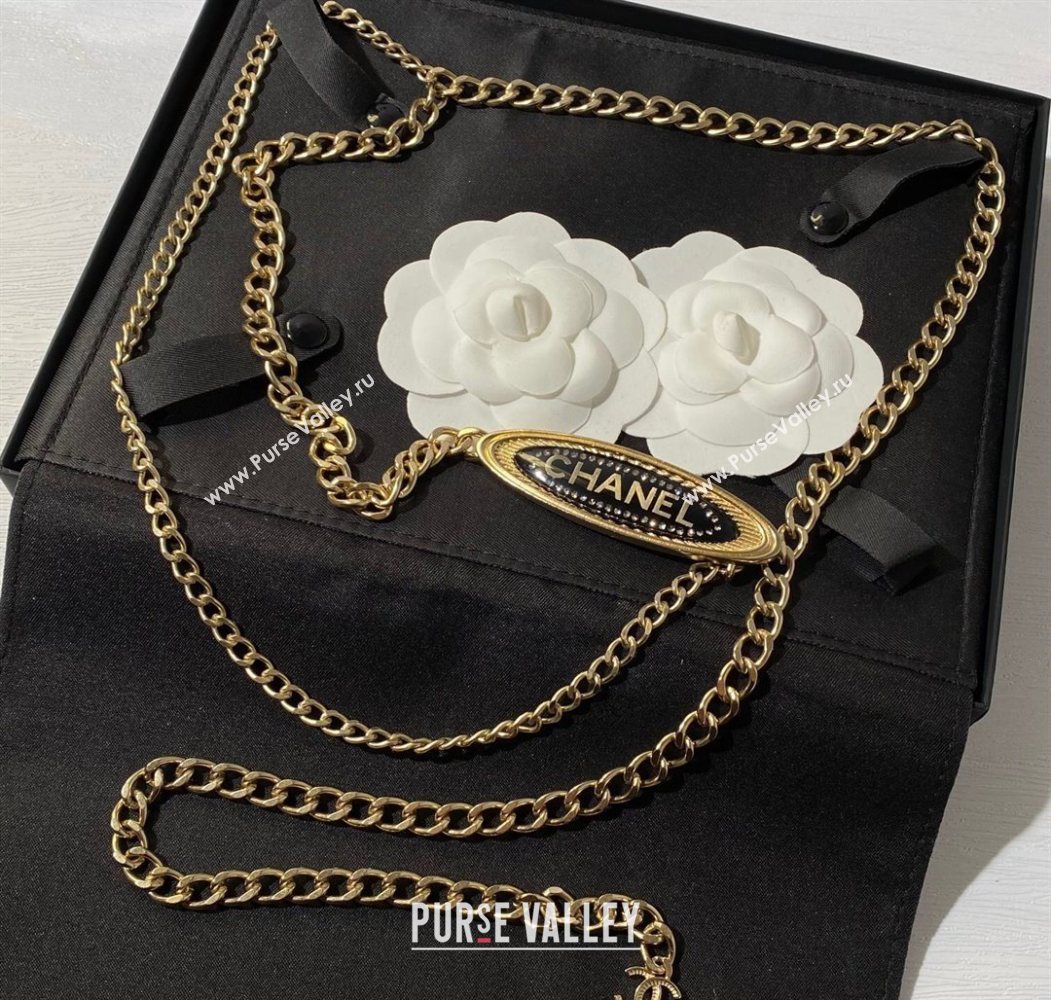 Chanel Logo Tag Chain Belt Black/Gold 2025 0725 (YF-250725139)