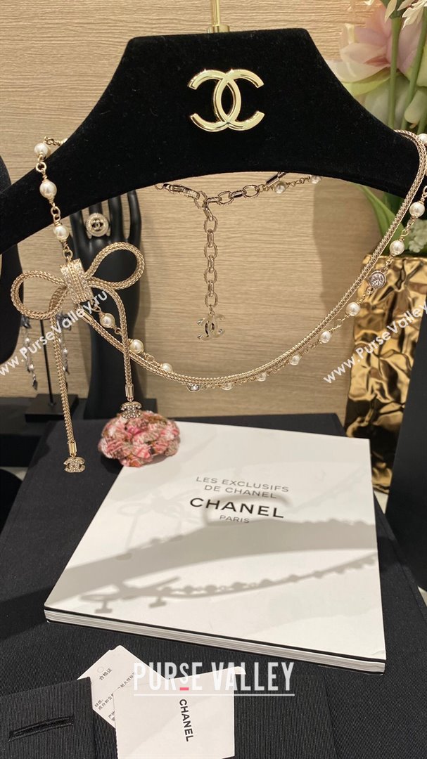 Chanel Bow Pearls Necklace CH111917 Gold 2024 (YF-24111917)