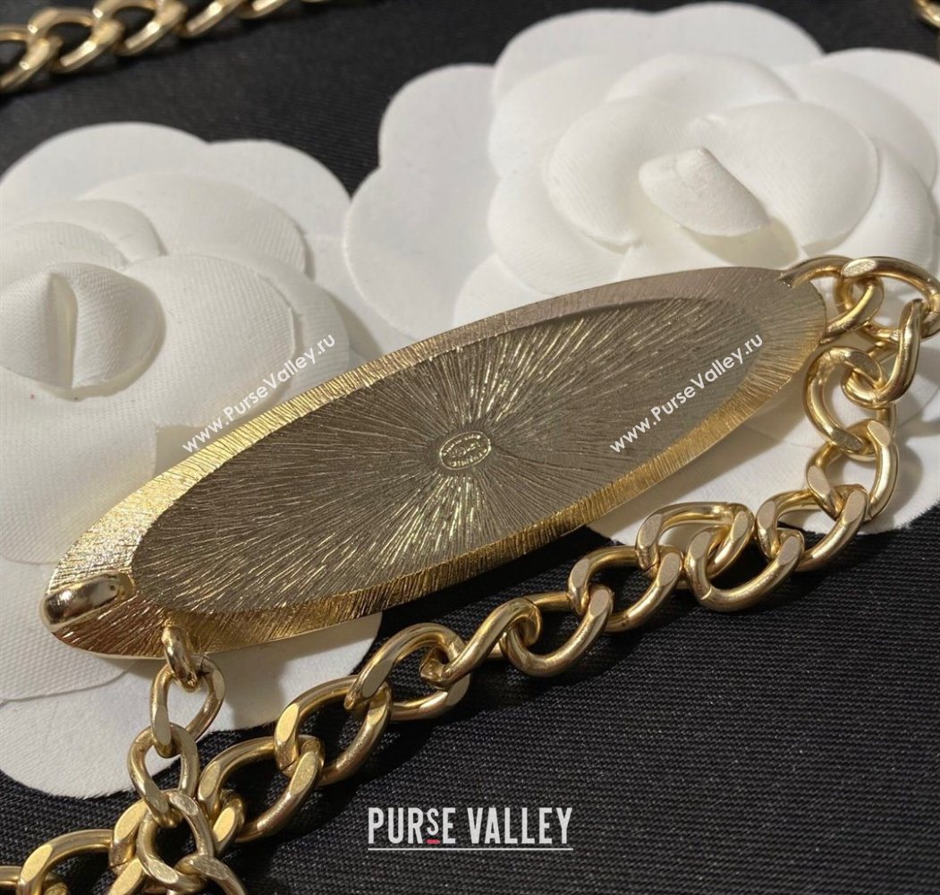 Chanel Logo Tag Chain Belt Black/Gold 2025 0725 (YF-250725139)