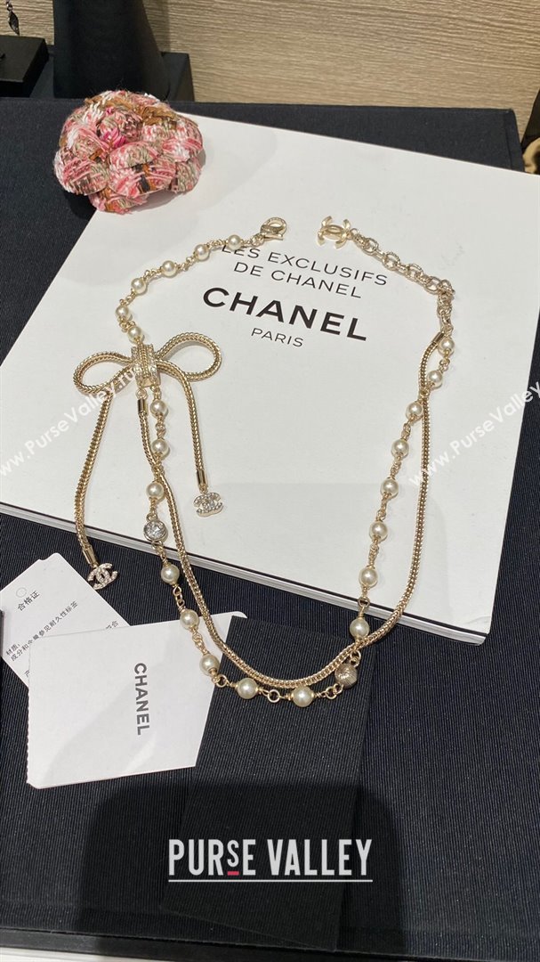 Chanel Bow Pearls Necklace CH111917 Gold 2024 (YF-24111917)