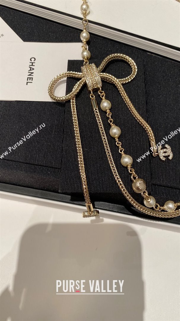 Chanel Bow Pearls Necklace CH111917 Gold 2024 (YF-24111917)