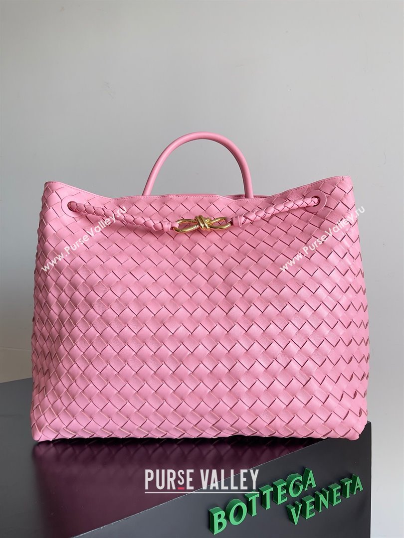 Bottega Veneta Large Andiamo Top Handle Bag in Intrecciato Suede Leather 743575 Pink 2024 (MS-24042916)