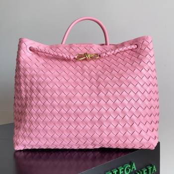 Bottega Veneta Large Andiamo Top Handle Bag in Intrecciato Suede Leather 743575 Pink 2024 (MS-24042916)