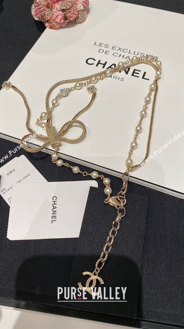 Chanel Bow Pearls Necklace CH111917 Gold 2024 (YF-24111917)