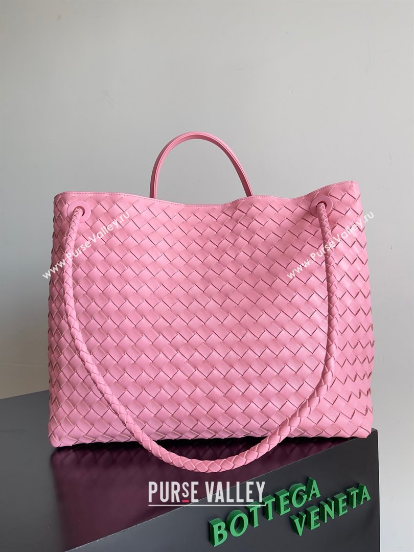 Bottega Veneta Large Andiamo Top Handle Bag in Intrecciato Suede Leather 743575 Pink 2024 (MS-24042916)