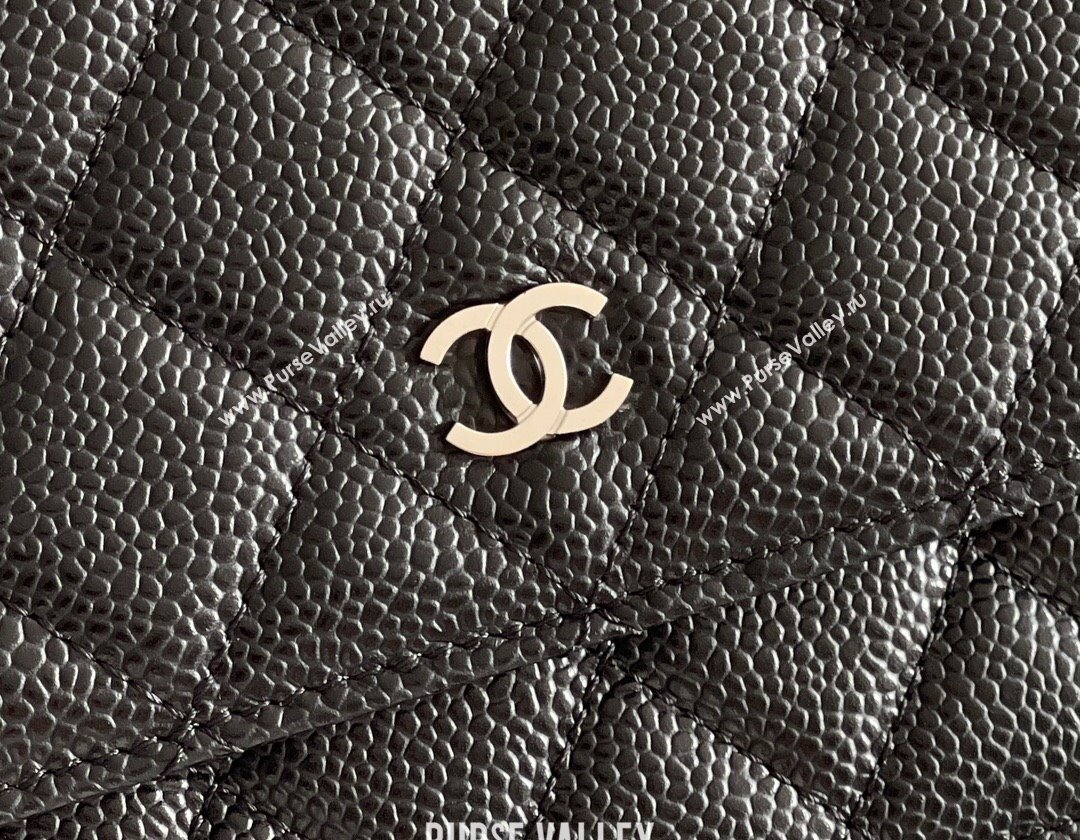 Chanel Grained Calfskin Classic Wallet on Chain WOC 2024 Black/Silver Top Quality (MHE-24080932)