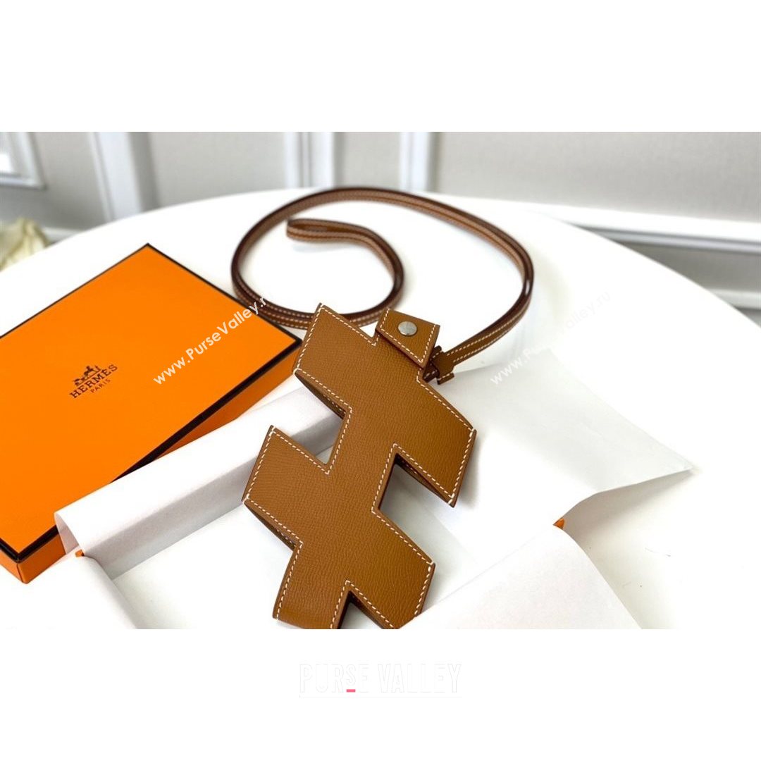 Hermes H-Tag Epsom Calfskin Phone Case Golden Brown 2021 (HY-21082110)