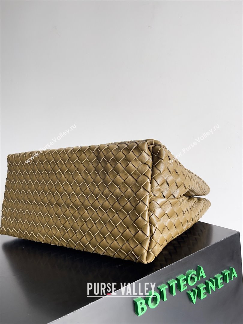 Bottega Veneta Large Andiamo Top Handle Bag in Intrecciato Suede Leather 743575 Khaki Green 2024 (MS-24042919)