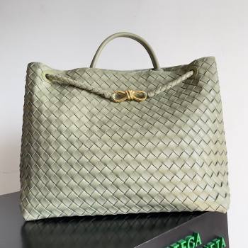 Bottega Veneta Large Andiamo Top Handle Bag in Intrecciato Suede Leather 743575 Travertine Green 2024 (MS-24042917)
